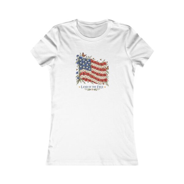 Land of the Free Wildflower Flag Women's Fitted Tee, White