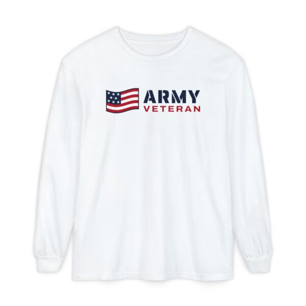 Army Veteran Flag Long Sleeve Tee, White