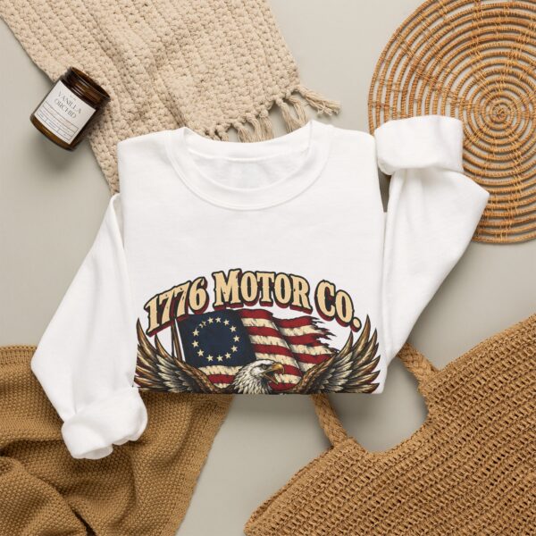 1776 Motor Co. American Iron Crewneck Sweatshirt, White