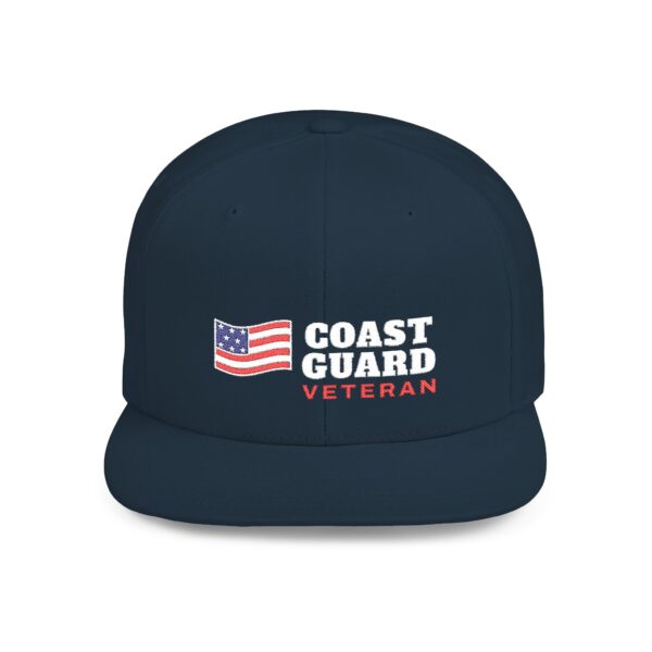 Coast Guard Veteran Flag Flat Bill Snapback, Dark Navy