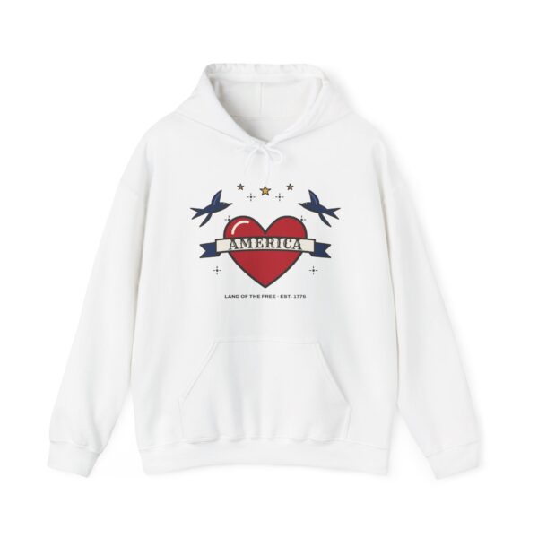 American Traditional Tattoo Heart Hoodie, White