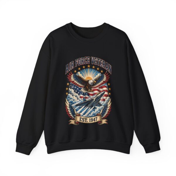 Air Force Veteran Eagle & Jet Crewneck Sweatshirt, Black