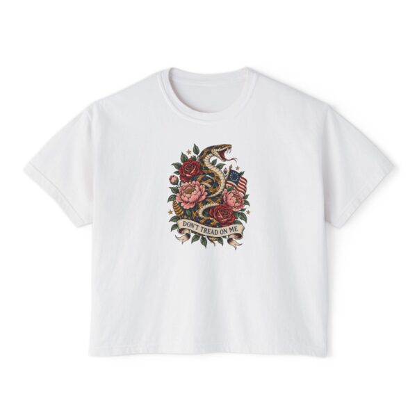 Floral Don't Tread on Me Women's Boxy T-Shirt, White
