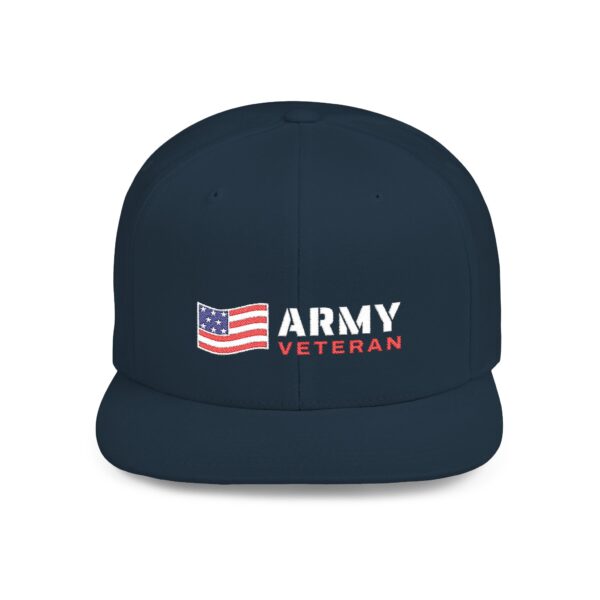 Army Veteran Flag Flat Bill Snapback, Dark Navy