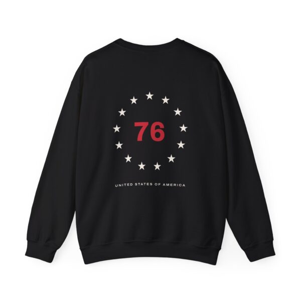 Thirteen Star 76 Seal Crewneck Sweatshirt, Front & Back, Black