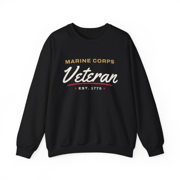 Marines Veteran Script Crewneck Sweatshirt, Black