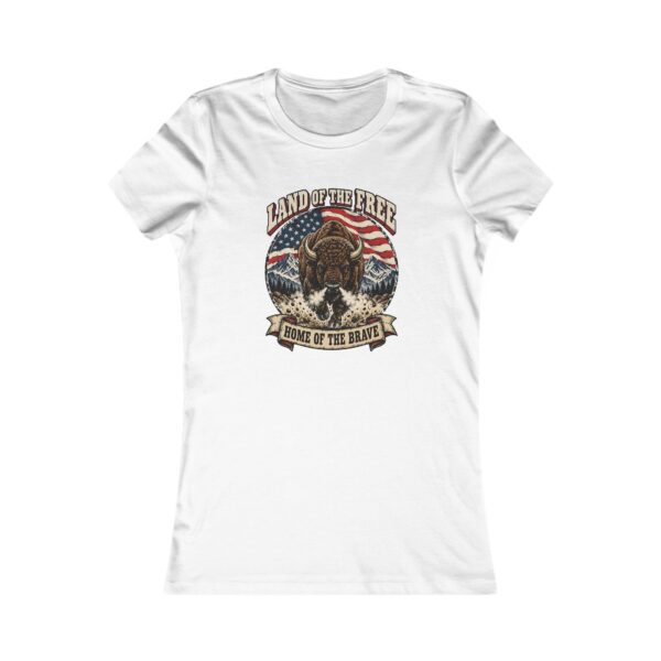 Land of the Free Bison Women's Fitted Tee, White