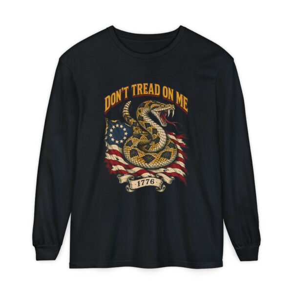 Don't Tread on Me Rattlesnake Long Sleeve Tee, Black