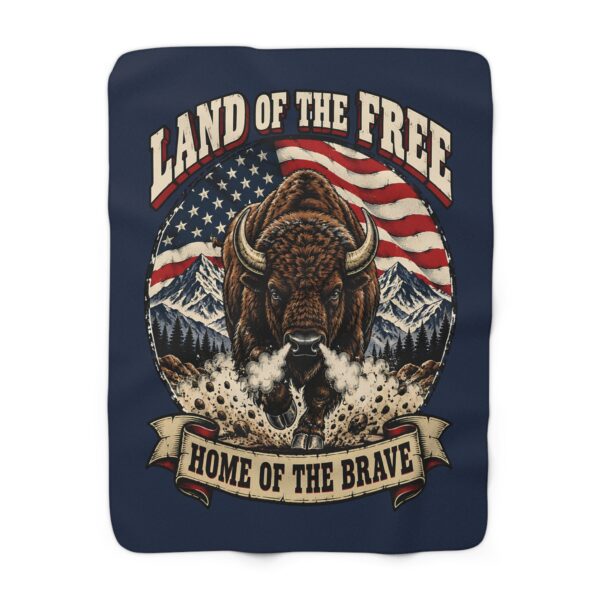 Land of the Free Bison Sherpa Fleece Blanket
