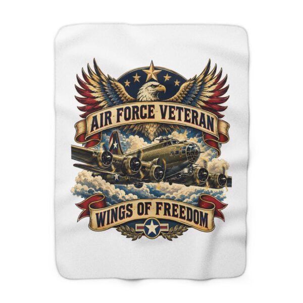 Air Force Veteran Wings of Freedom Sherpa Fleece Blanket
