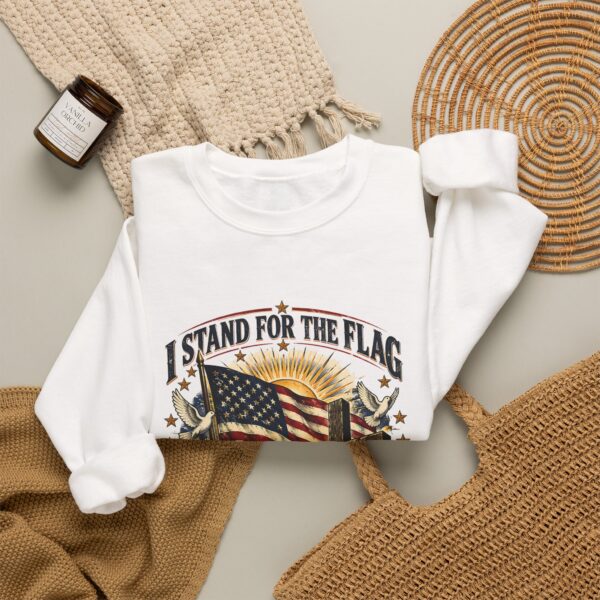 I Stand for the Flag, I Kneel for the Cross Crewneck Sweatshirt, White