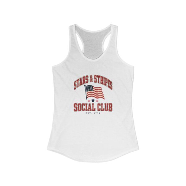 Stars & Stripes Social Club Women's Racerback Tank, Solid White