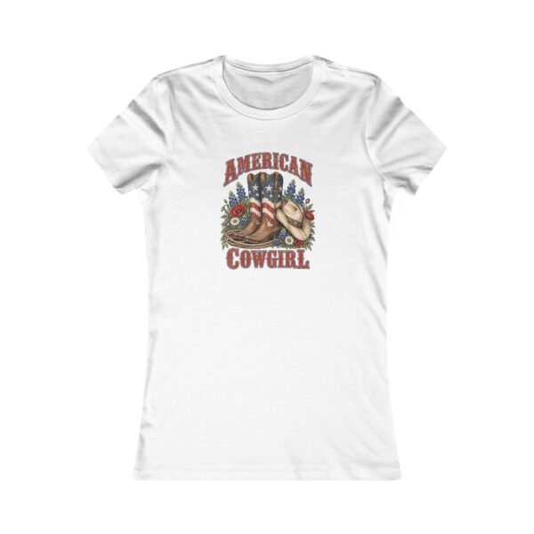 American Cowgirl Flag Boots Women's Fitted Tee, White