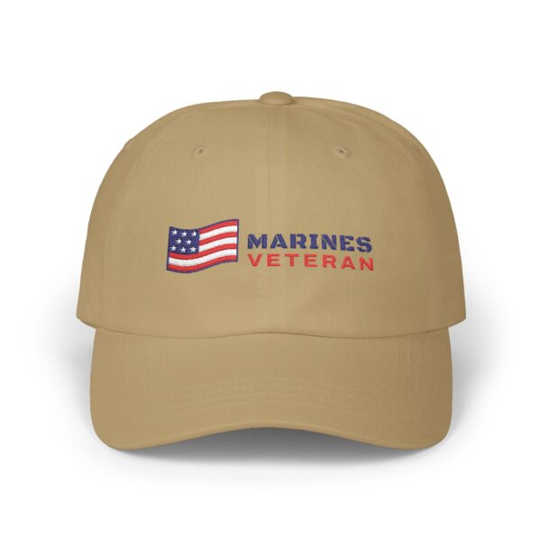 Marines Veteran Flag Dad Hat, Khaki
