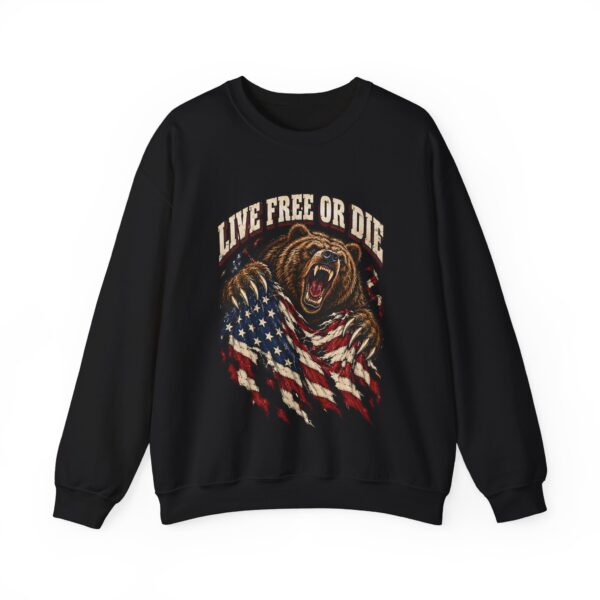 Live Free or Die Grizzly Crewneck Sweatshirt, Black