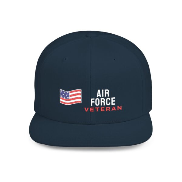 Air Force Veteran Flag Flat Bill Snapback, Dark Navy