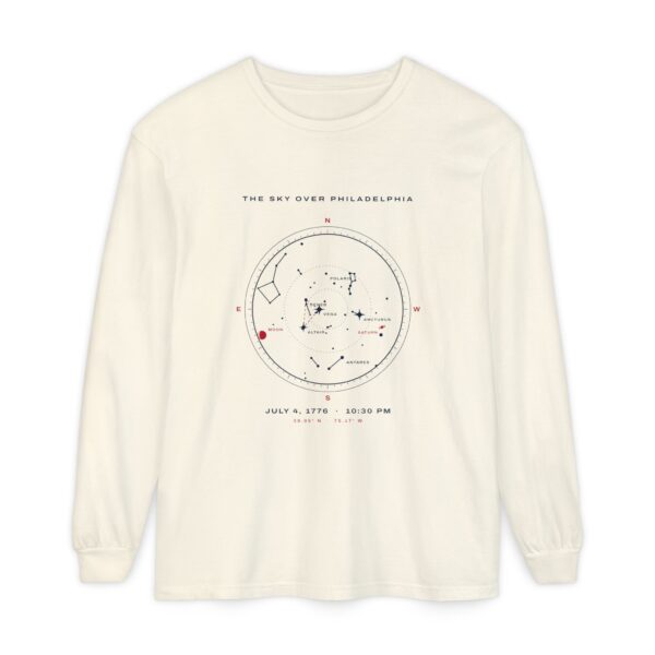 The Sky Over Philadelphia July 4 1776 Star Map Long Sleeve Tee, Ivory