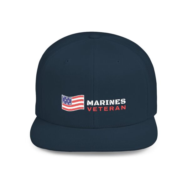 Marines Veteran Flag Flat Bill Snapback, Dark Navy