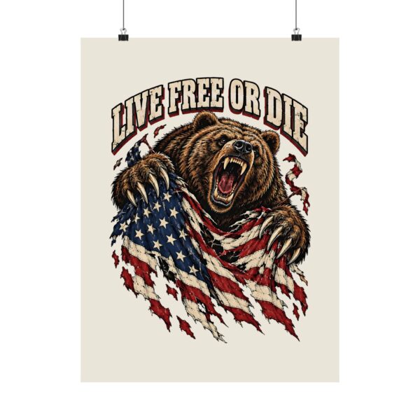 Live Free or Die Grizzly Poster