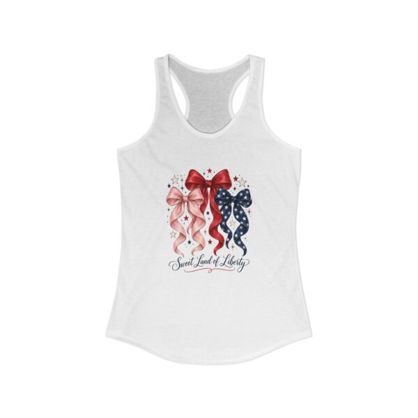Sweet Land of Liberty Coquette Bows Women's Racerback Tank, Solid White