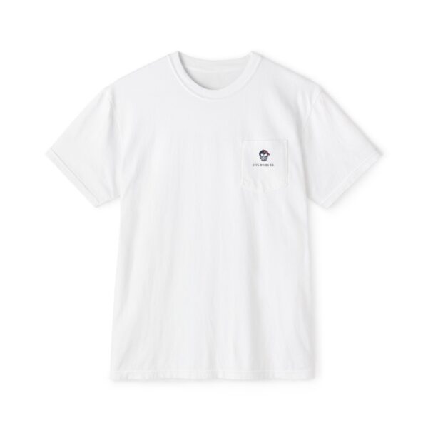 1776 Motor Co. Winged Skull Pocket T-Shirt, Back Print, White