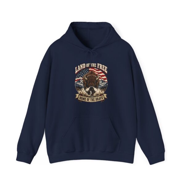 Land of the Free Bison Hoodie, Navy