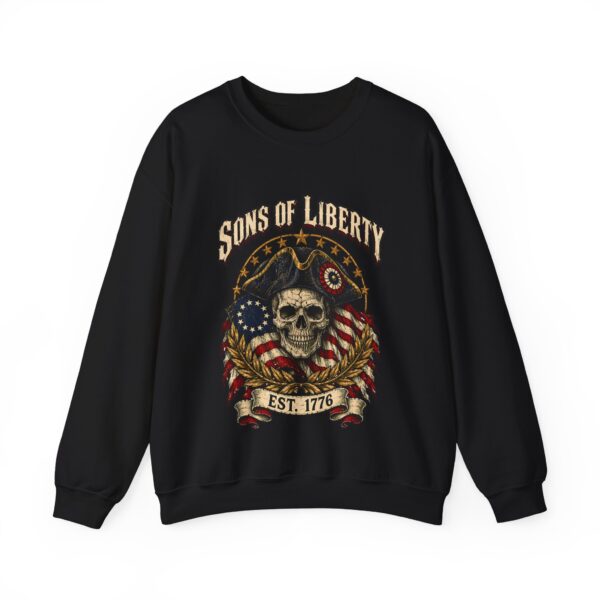 Sons of Liberty Skull Crewneck Sweatshirt, Black