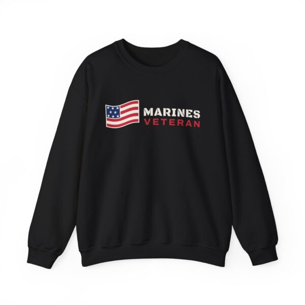 Marines Veteran Flag Crewneck Sweatshirt, Black