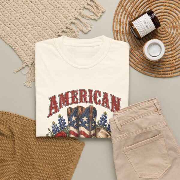 American Cowgirl Flag Boots Tee, Ivory