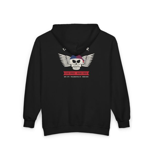 1776 Motor Co. Winged Skull Full-Zip Hoodie, Back Print, Black