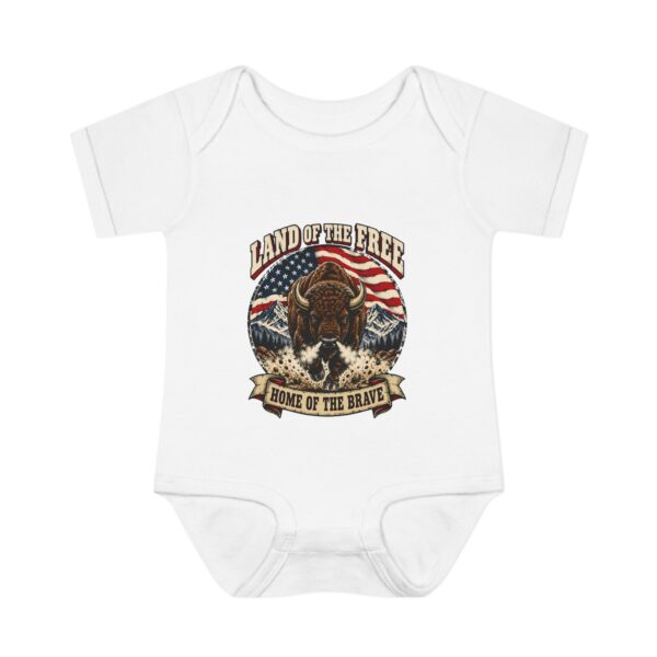 Land of the Free Bison Baby Bodysuit, White