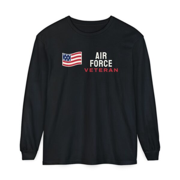 Air Force Veteran Flag Long Sleeve Tee, Black
