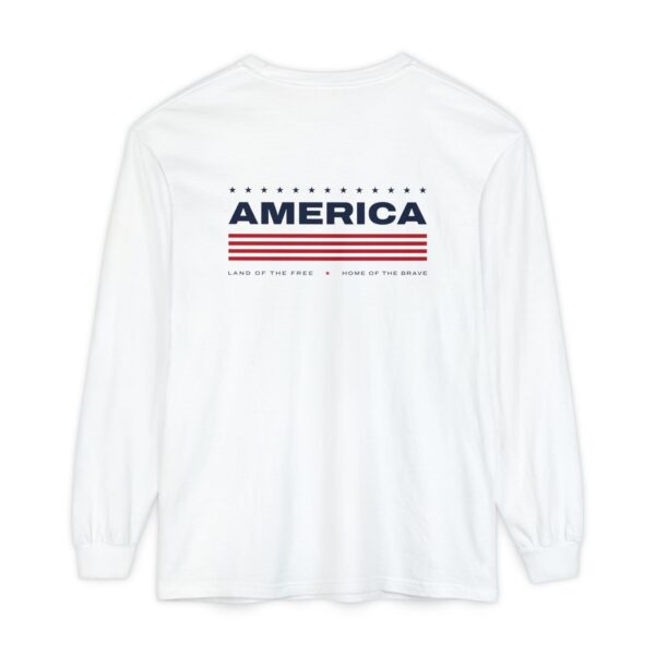 America Stars & Stripes Long Sleeve Tee, Back Print, White