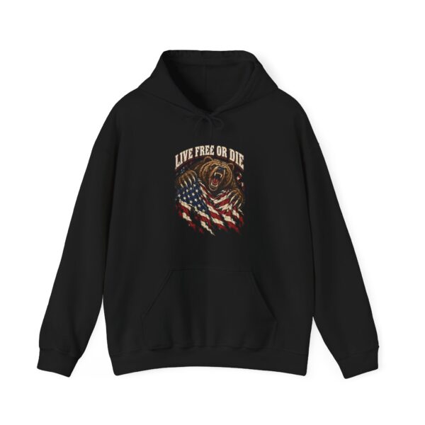 Live Free or Die Grizzly Hoodie, Black