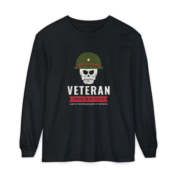 Veteran Helmet Skull I Served I'd Do It Again Long Sleeve Tee, Black