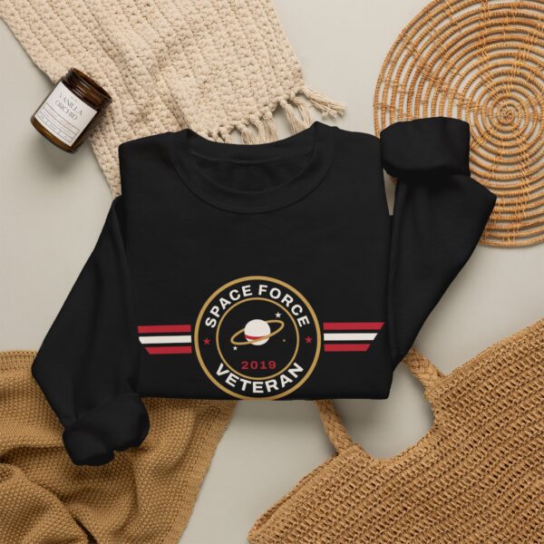 Space Force Veteran Patch Crewneck Sweatshirt, Black