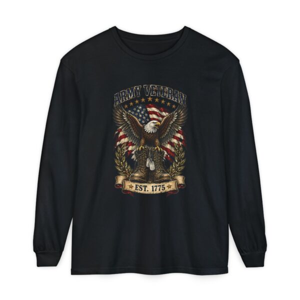 Army Veteran Eagle & Boots Long Sleeve Tee, Black