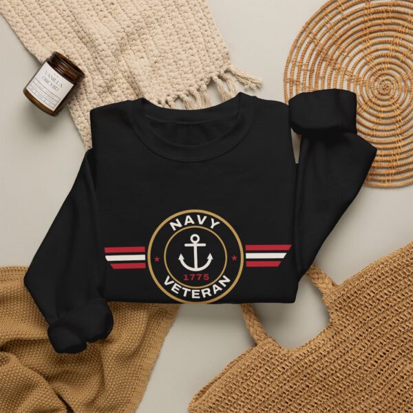 Navy Veteran Patch Crewneck Sweatshirt, Black