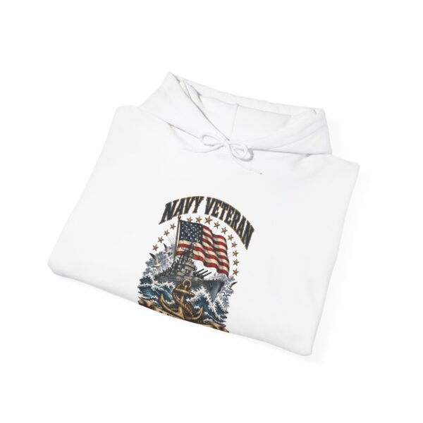 Navy Veteran Battleship & Anchor Hoodie, White