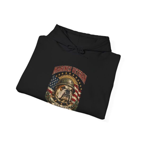 Marines Veteran Bulldog Hoodie, Black