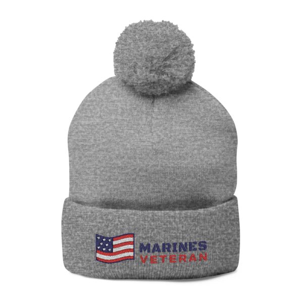 Marines Veteran Flag Pom-Pom Beanie
