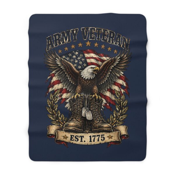 Army Veteran Eagle & Boots Sherpa Fleece Blanket
