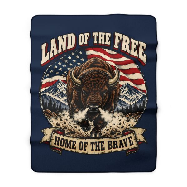 Land of the Free Bison Sherpa Fleece Blanket
