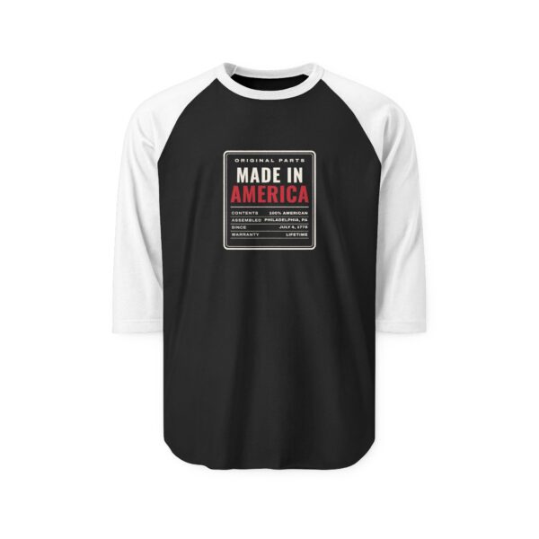Made in America Baseball Raglan T-Shirt, Black/White