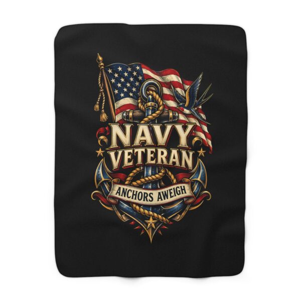 Navy Veteran Anchors Aweigh Sherpa Fleece Blanket