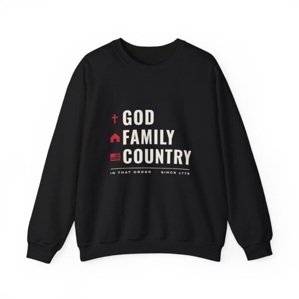 God Family Country Crewneck Sweatshirt, Black