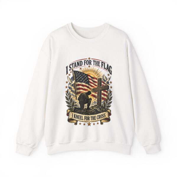 I Stand for the Flag, I Kneel for the Cross Crewneck Sweatshirt, White