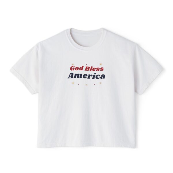God Bless America Groovy Daisy Women's Boxy T-Shirt, White