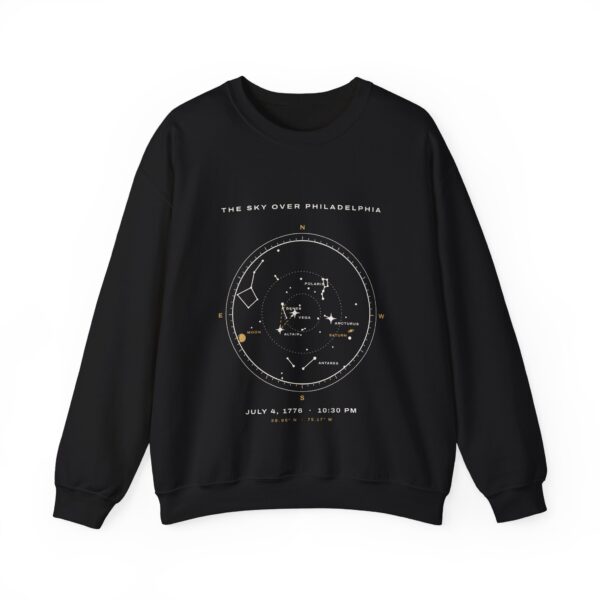 The Sky Over Philadelphia July 4 1776 Star Map Crewneck Sweatshirt, Black