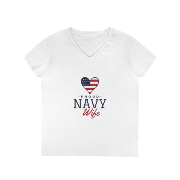 Proud Navy Wife Women's V-Neck Tee, White